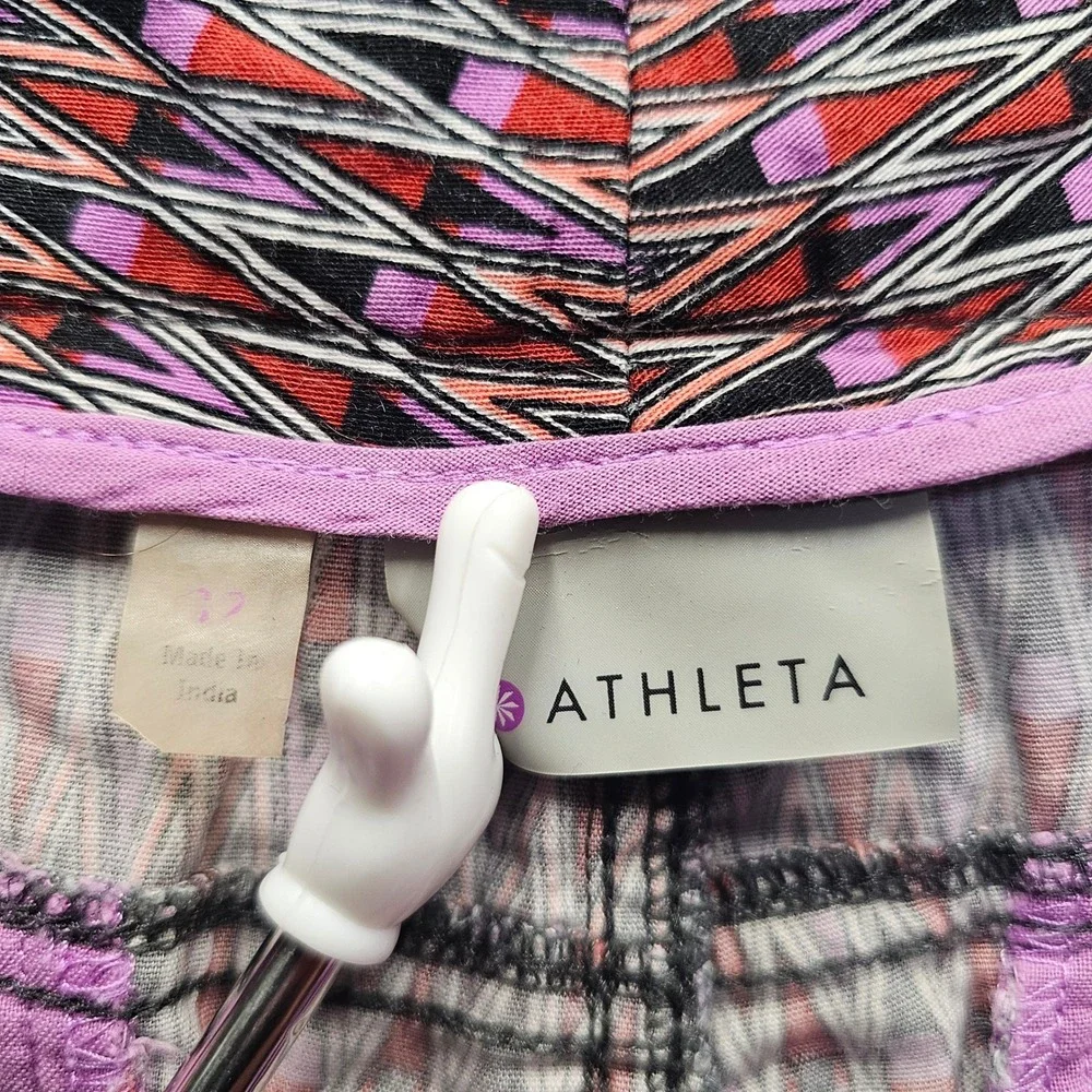 ATHLETA Airel Fo Sho Cotton Thistle Purple Zigzag Print Shorts Women's Size 12